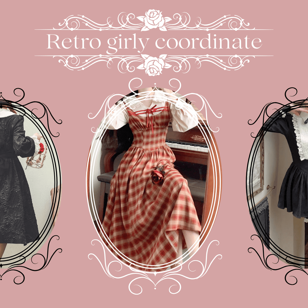 pupee chic インボートブランド赤レトロガーリーワンピース
