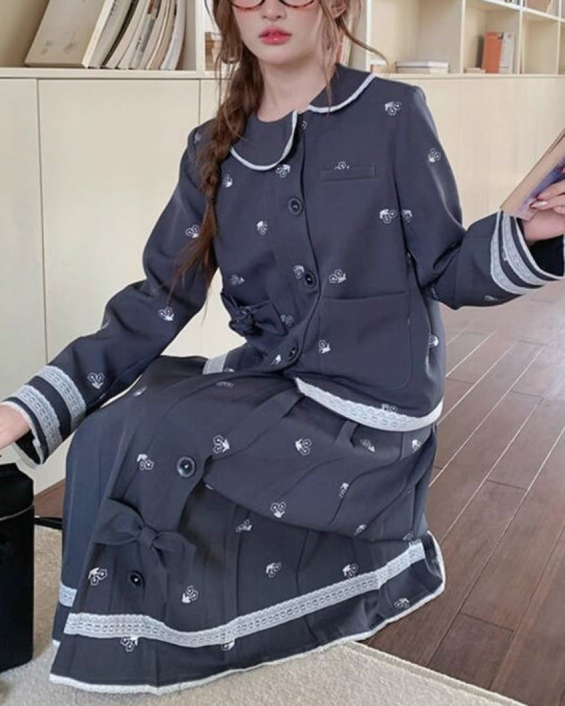 【2点セット】静かな午後と夢見るお花柄セットアップ