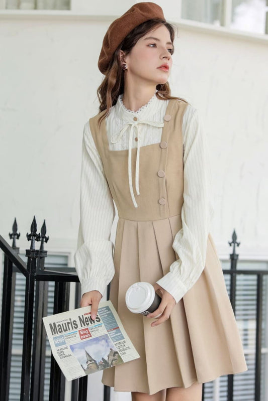 【2点セット】君と一緒にカフェタイムワンピース(全2色)