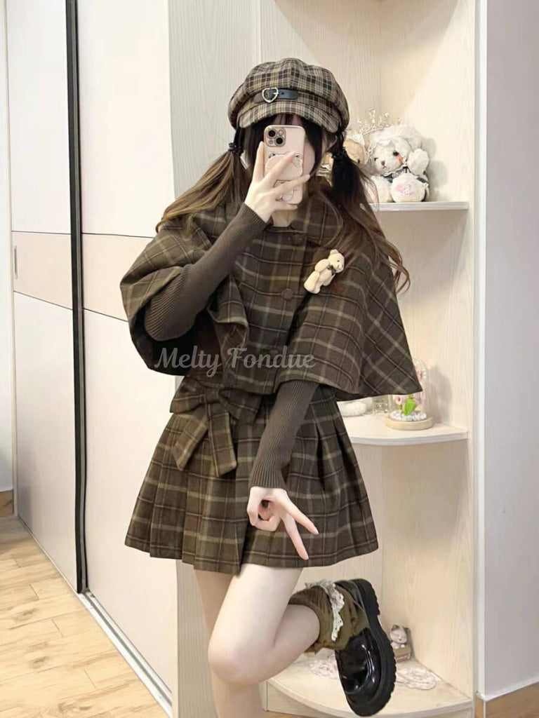 【2点セット】木漏れ日の下のクラシカルチェックセットアップ