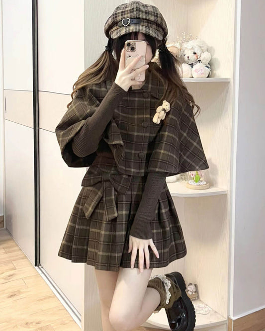 【2点セット】木漏れ日の下のクラシカルチェックセットアップ