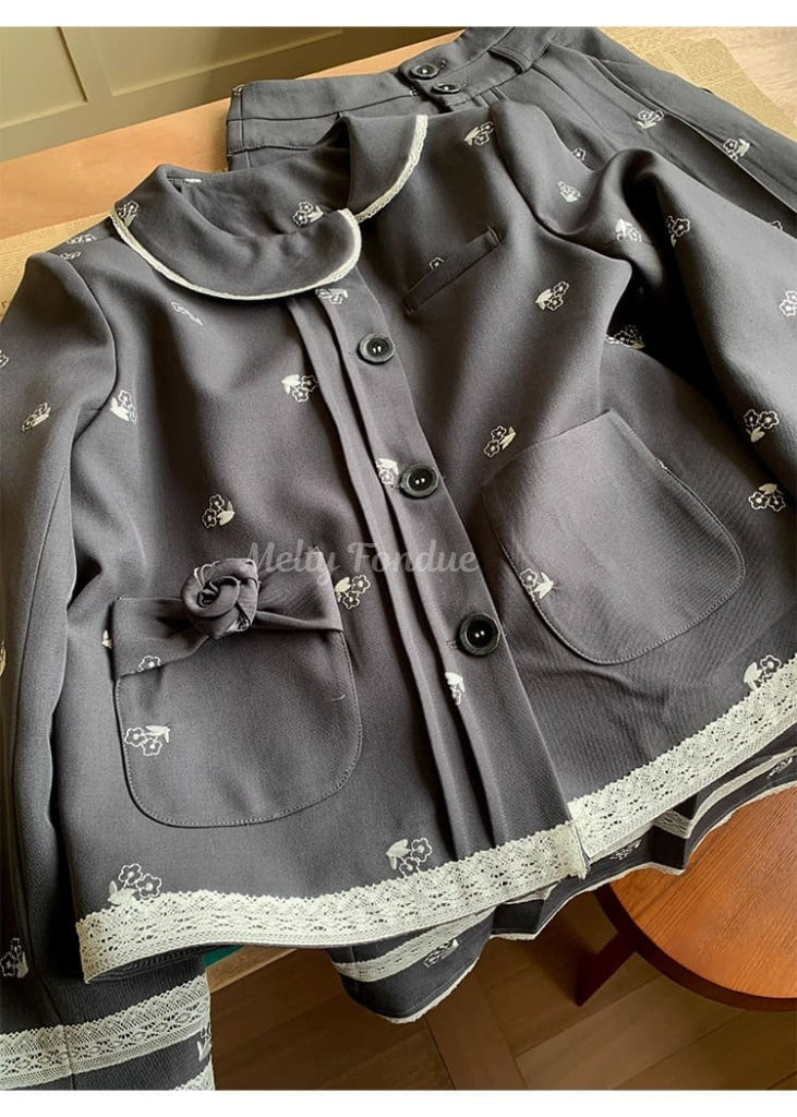 【2点セット】静かな午後と夢見るお花柄セットアップ