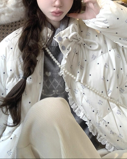 《リボンに包まれる、ふわもこダウン》夢見るバレリーナの約束アウター(全2色)