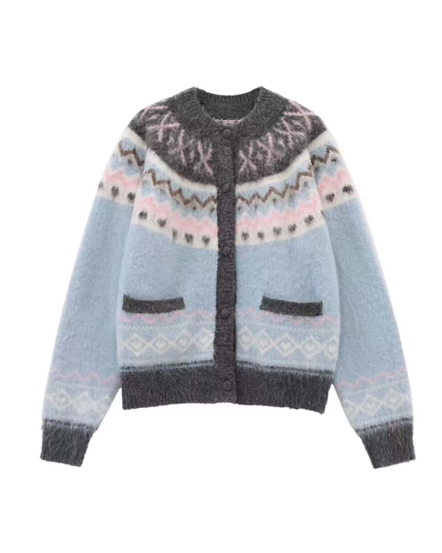 《ふわふわ質感×優しいカラー》雪空に溶けるお姫様の歌声カーディガン