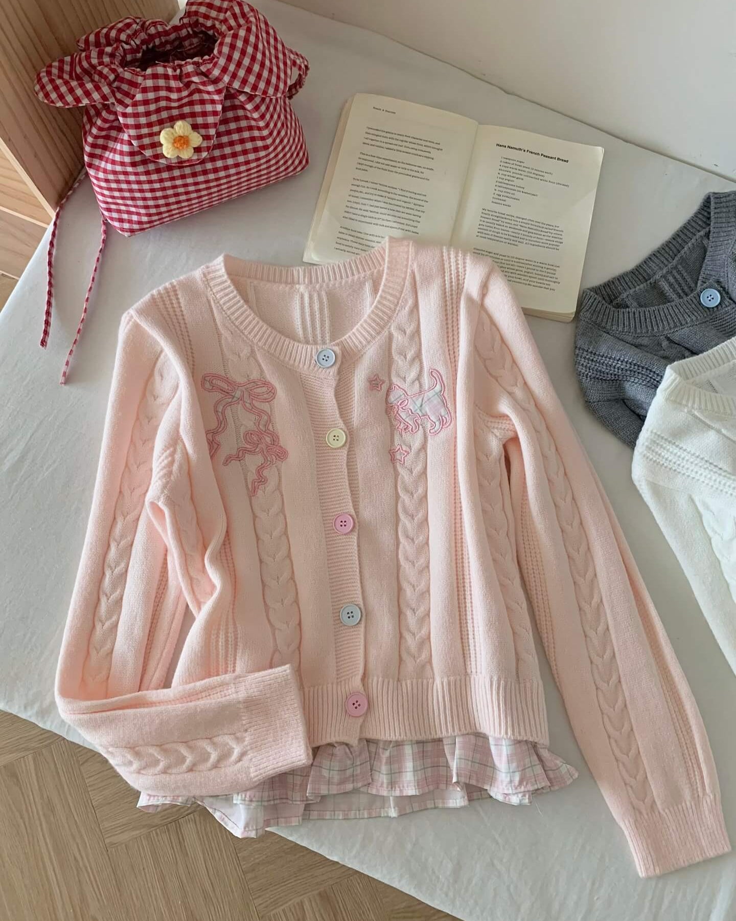 【ふわっとガーリー】リボンと甘い約束カーディガン(全3色)