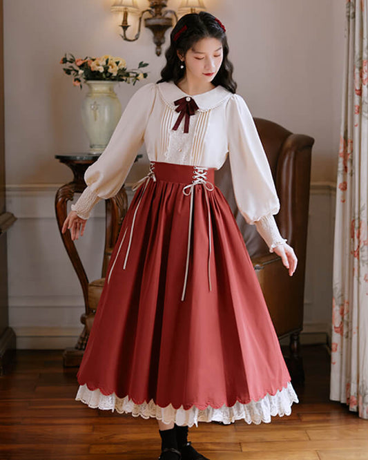 【ブラウスとスカートの2点セット】森のプリンセスのロマンティックセットアップ(全5色)