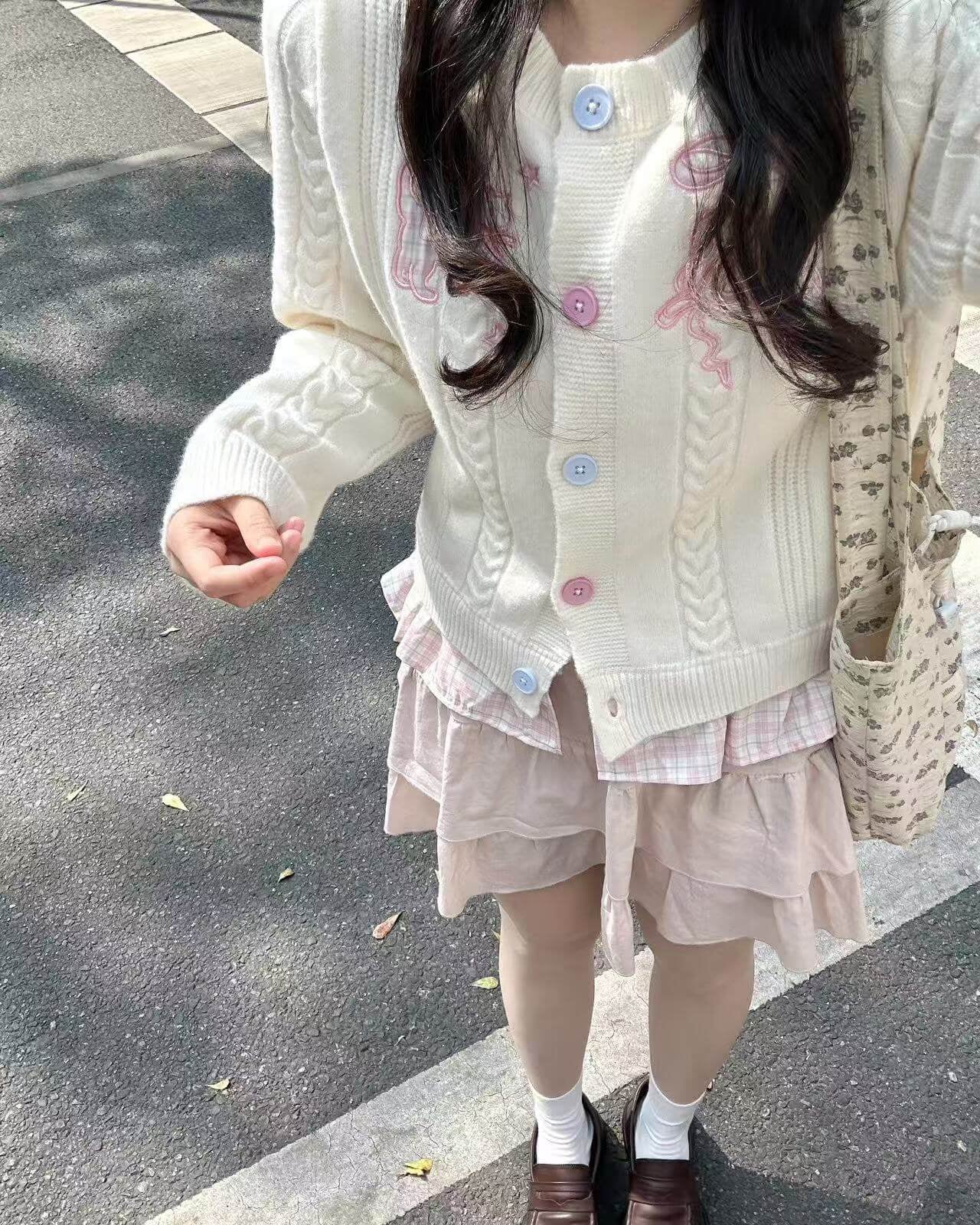 【ふわっとガーリー】リボンと甘い約束カーディガン(全3色)