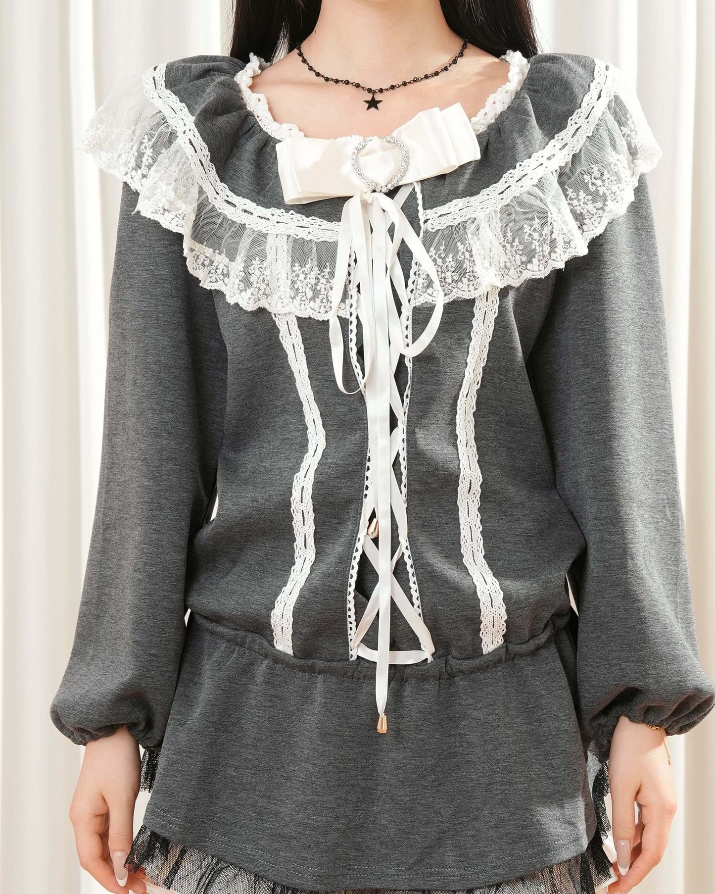 【2点セット】《たっぷりレース》夜明け前に揺れるレースの約束セットアップ