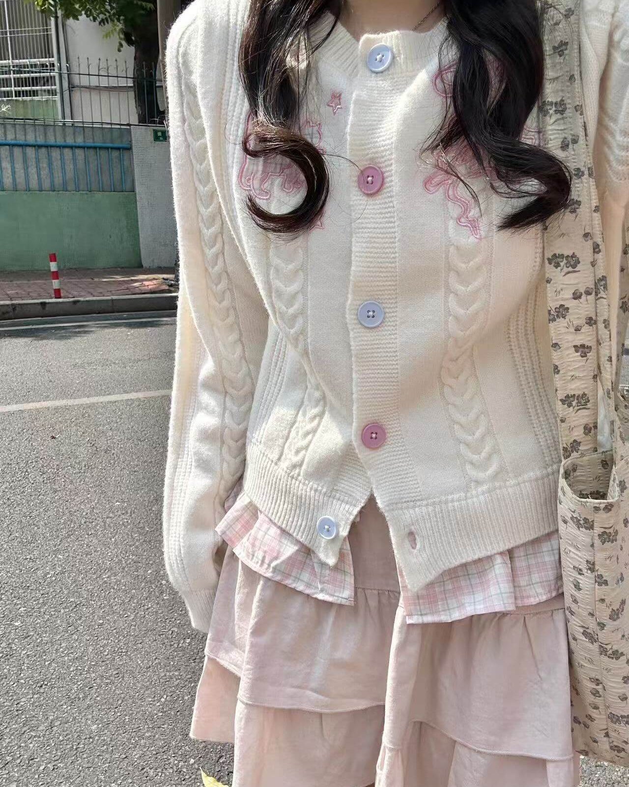 【ふわっとガーリー】リボンと甘い約束カーディガン(全3色)