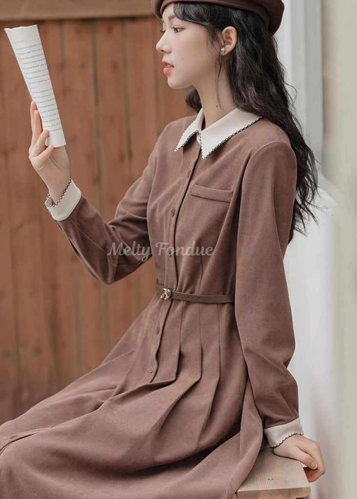 《便利なベルト付き》木漏れ日の午後に紡ぐワンピース