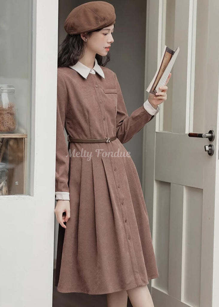 《便利なベルト付き》木漏れ日の午後に紡ぐワンピース