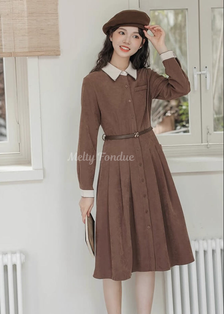 《便利なベルト付き》木漏れ日の午後に紡ぐワンピース