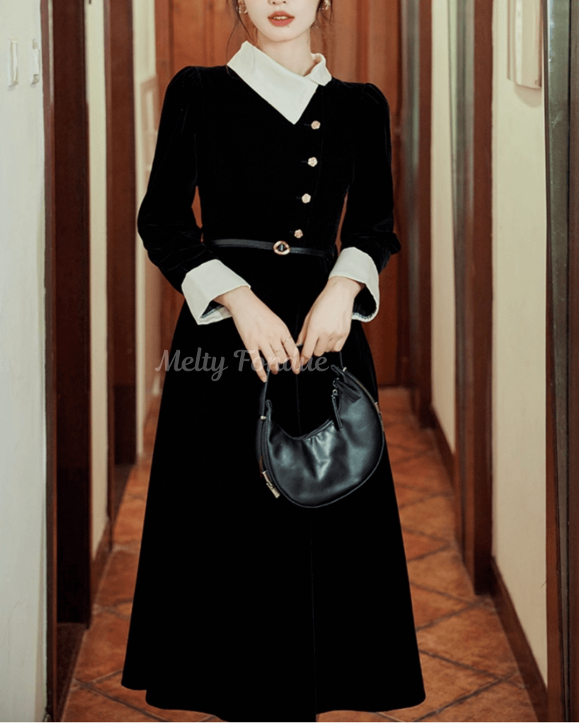 《便利なベルト付き》漆黒の夜会に咲くワンピース