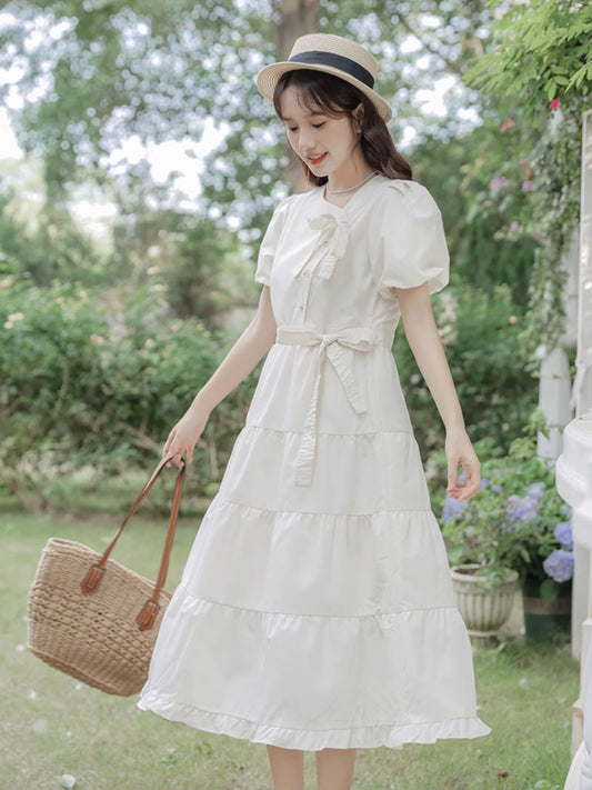 初恋のあの子を見つめるワンピース(全2色) ホワイト