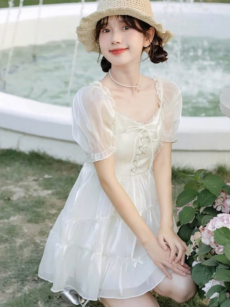 公式】 純白纏う煌めきワンピース - プリンセスガーリーファッション
