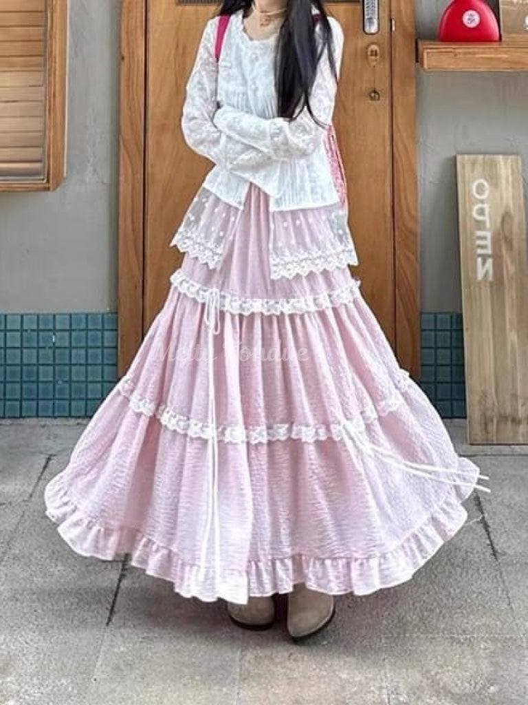 ふわり広がる桃の香りロングスカート