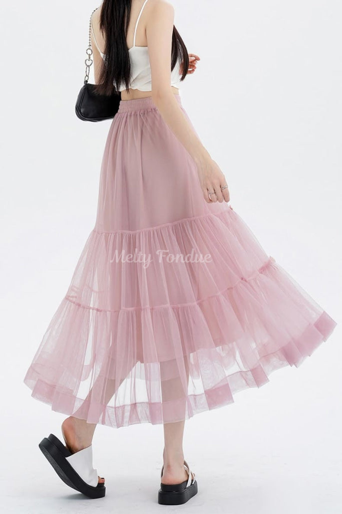 お姫様とリボンのシアースカート(全4色) ピンク / S