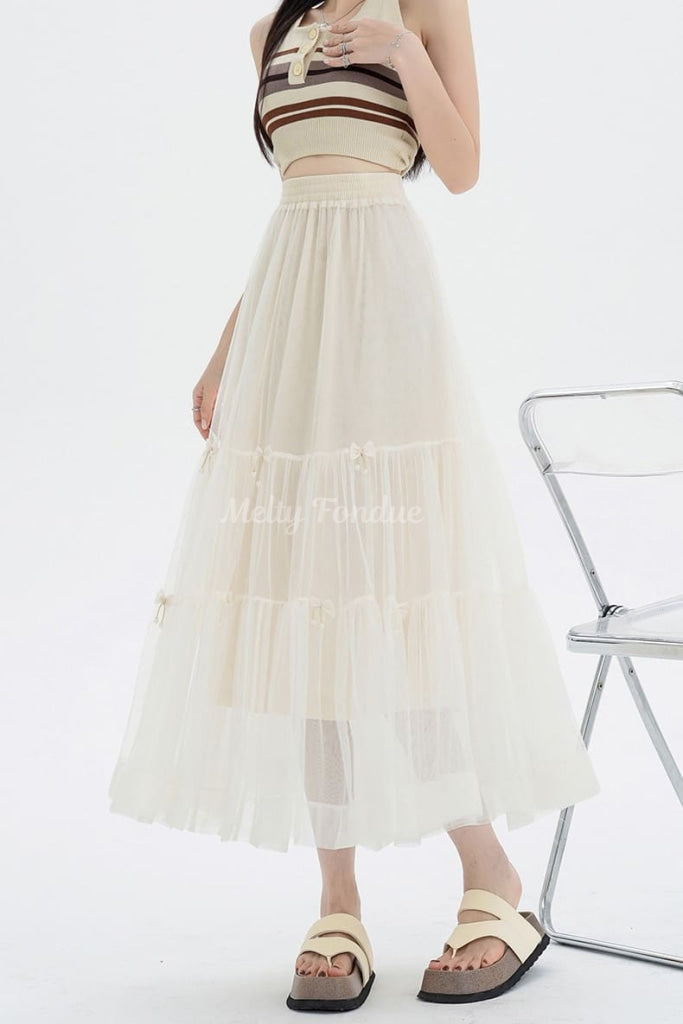 お姫様とリボンのシアースカート(全4色) ホワイト / S