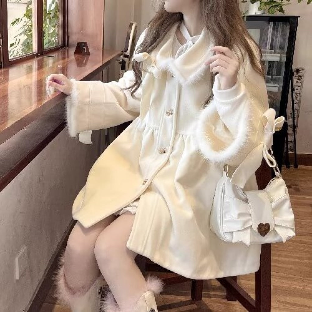 ♡美品♡ エンスイート ファー付きトレンチコート 取り外し可能なファー付きマイクロファイバーロングコート