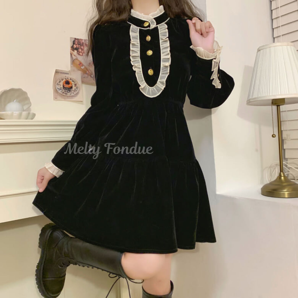 格式感じるお嬢様ワンピース(全2色) ブラック