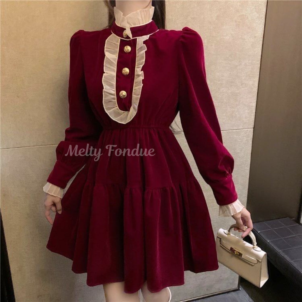 格式感じるお嬢様ワンピース(全2色) レッド