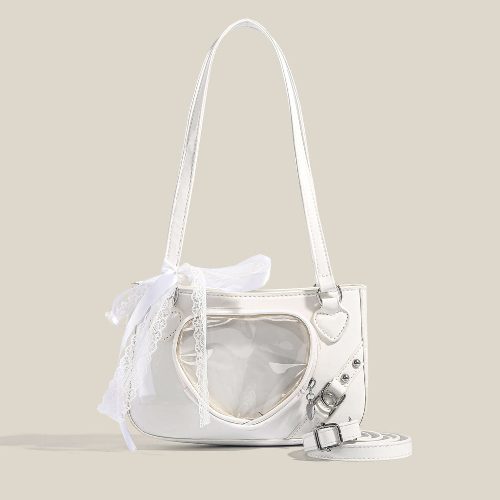 【ハンド/ショルダー 2way仕様】ハートのきらめきを閉じ込めた痛バッグ(全4色) ホワイト