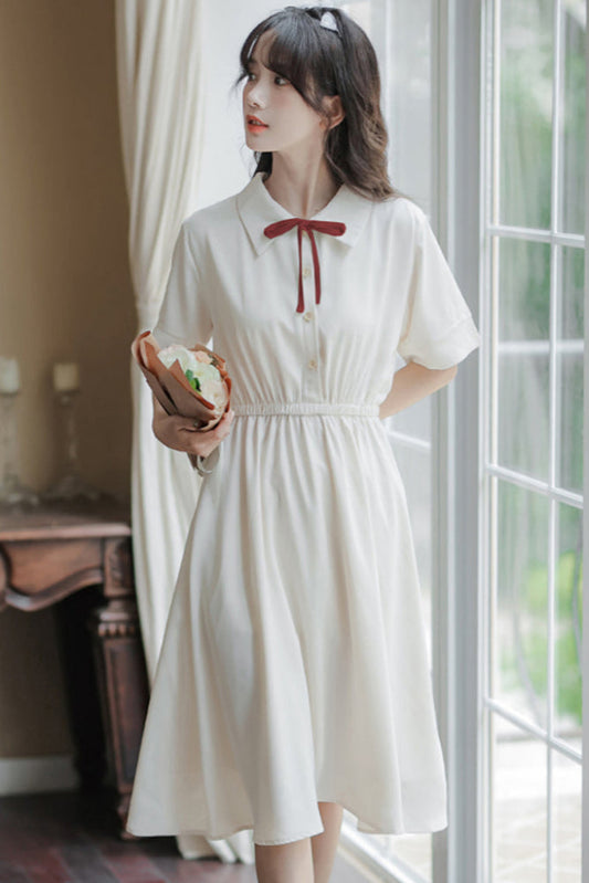 好きを彩る純白のワンピース(全5色) レッド