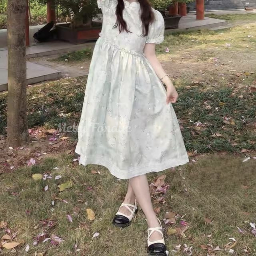 花畑で寝転ぶ少女の夢ワンピース