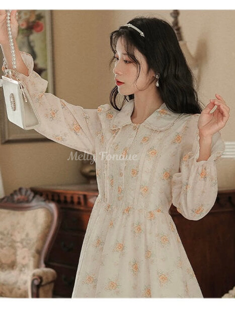 花咲く橙の彩りワンピース