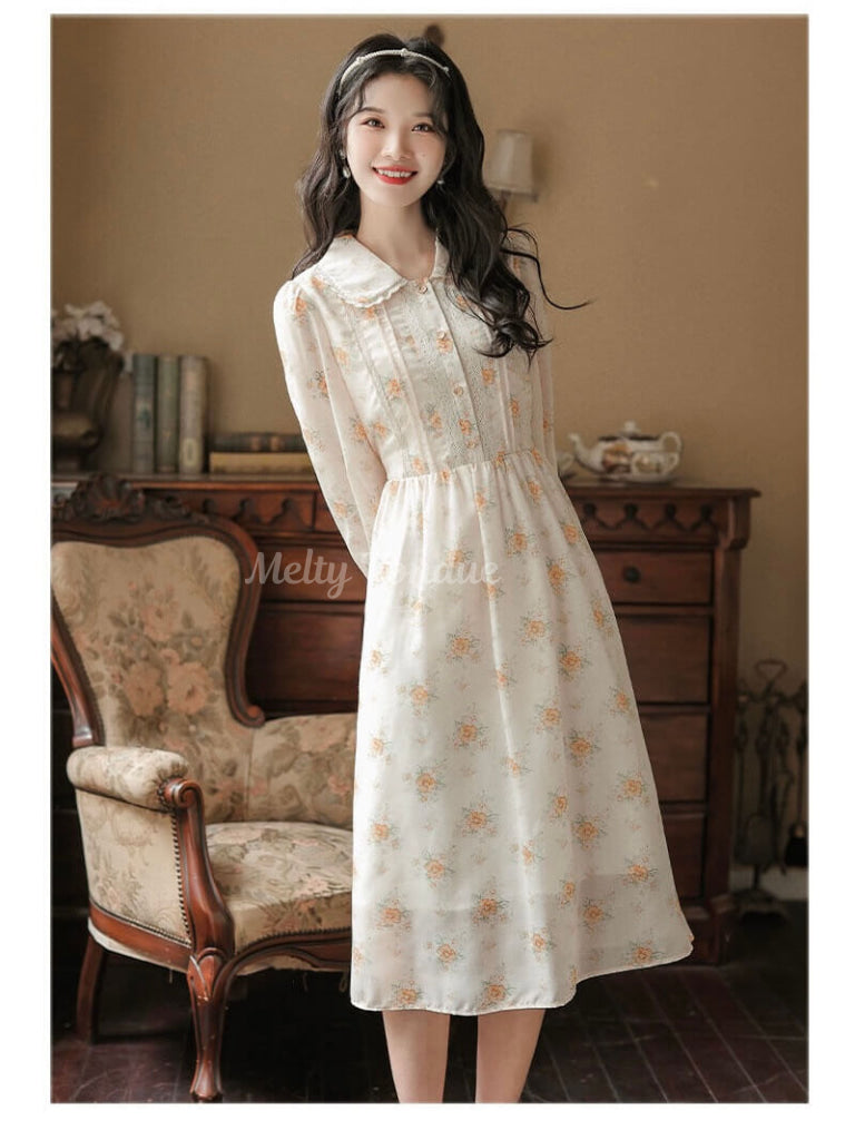 花咲く橙の彩りワンピース