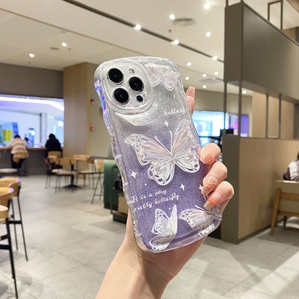 煌めく蝶々のIphoneケース(全2色) Iphone 15 / パープル