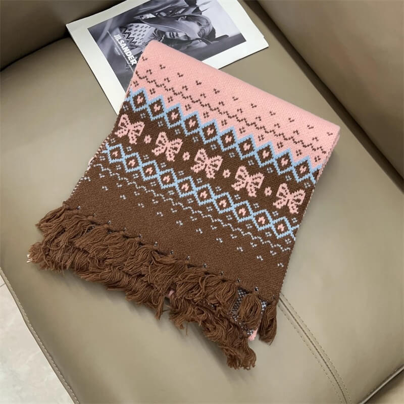 【ぬくもりリボン編み】雪の森で出会うリボンの約束マフラー(全4色)