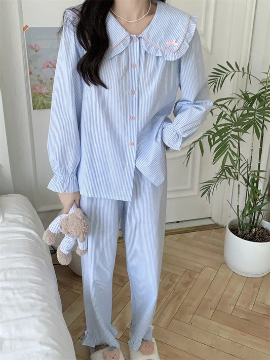 【2点セット】星降る夜のストライプルームウェア(全2色)