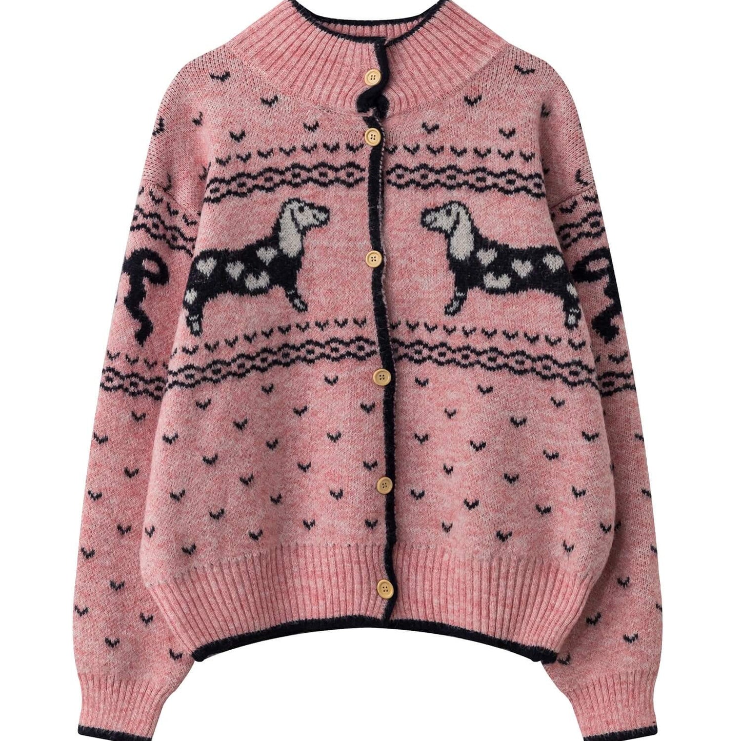 《癒しの冬ニット》でリボンと仔犬のメロディカーディガン(全2色)