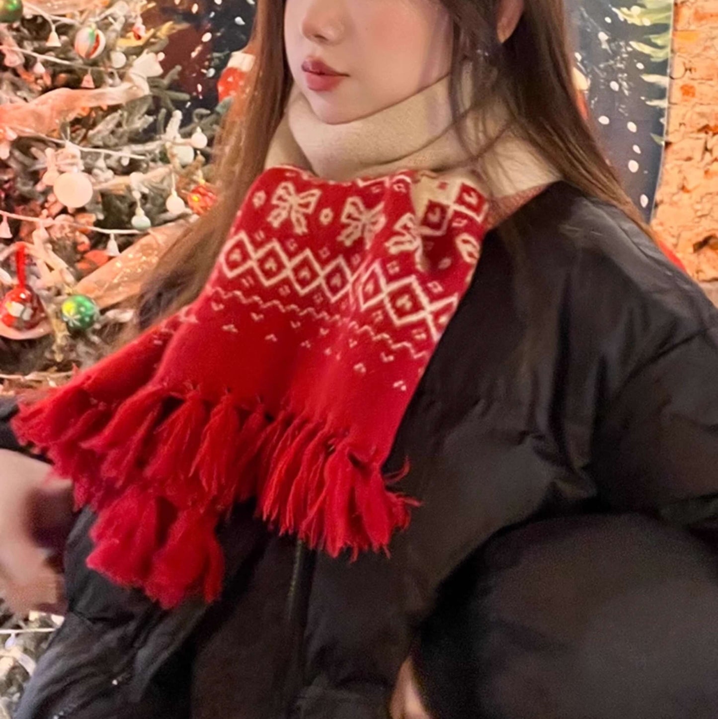 【ぬくもりリボン編み】雪の森で出会うリボンの約束マフラー(全4色)