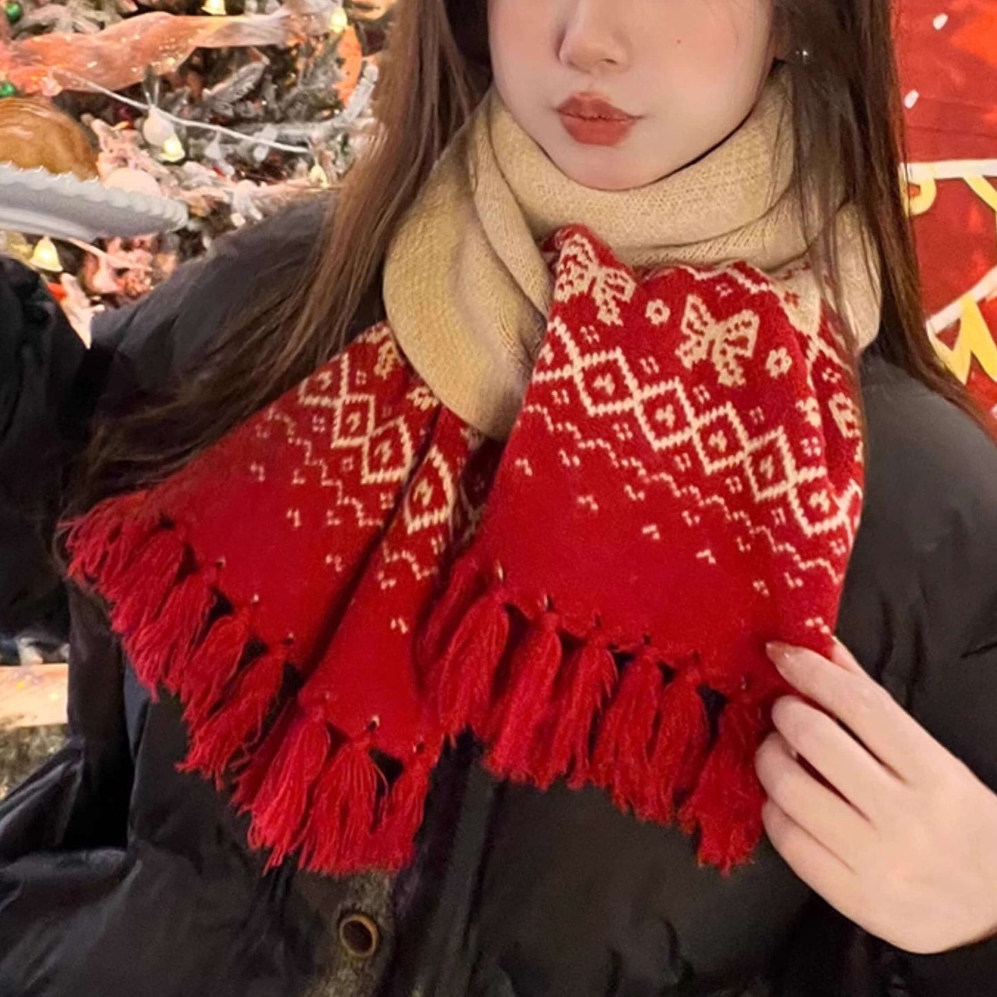 【ぬくもりリボン編み】雪の森で出会うリボンの約束マフラー(全4色)