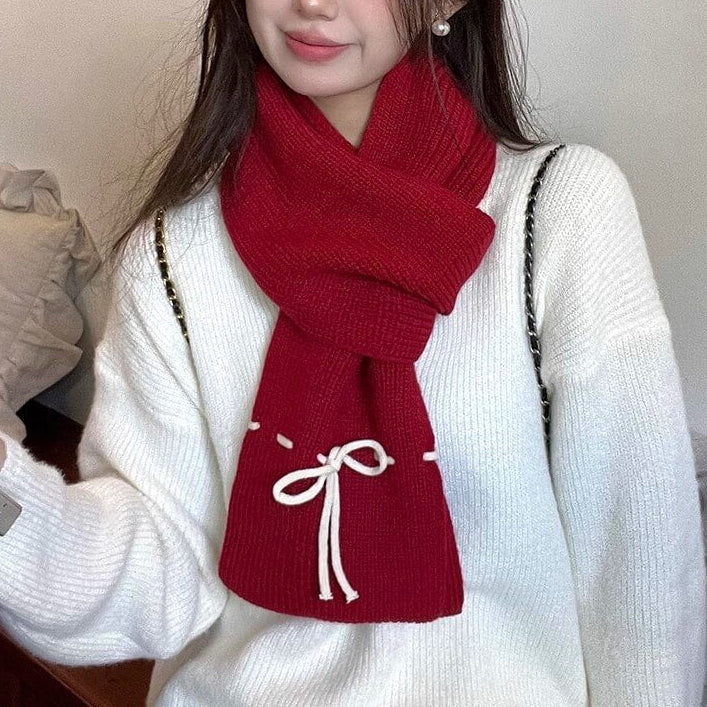 《防寒も可愛さも、これひとつで》恋色リボンのぬくもりマフラー(全6色)