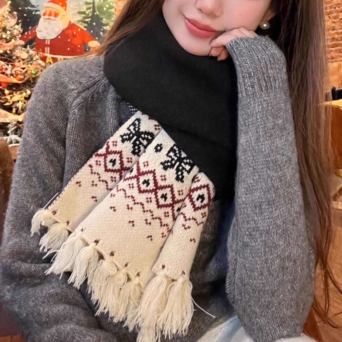 【ぬくもりリボン編み】雪の森で出会うリボンの約束マフラー(全4色)