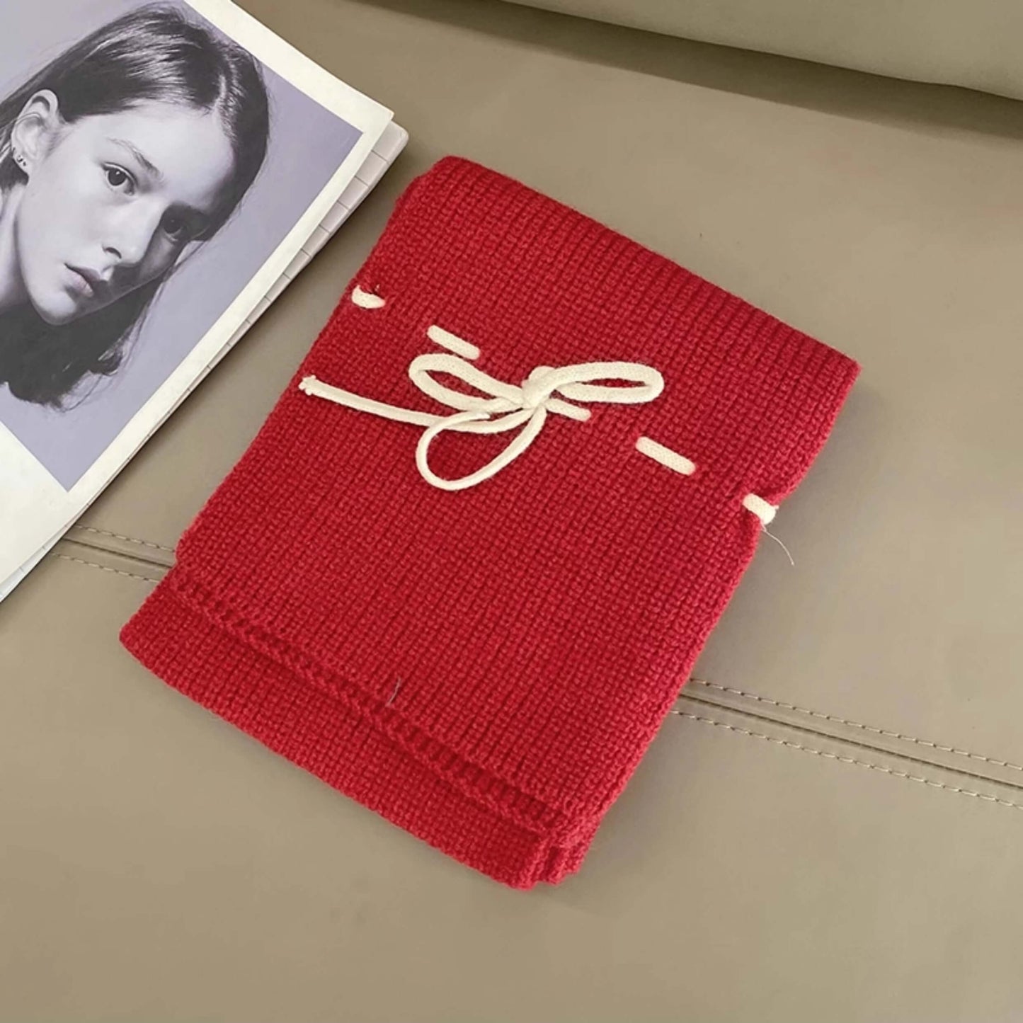 《防寒も可愛さも、これひとつで》恋色リボンのぬくもりマフラー(全6色)