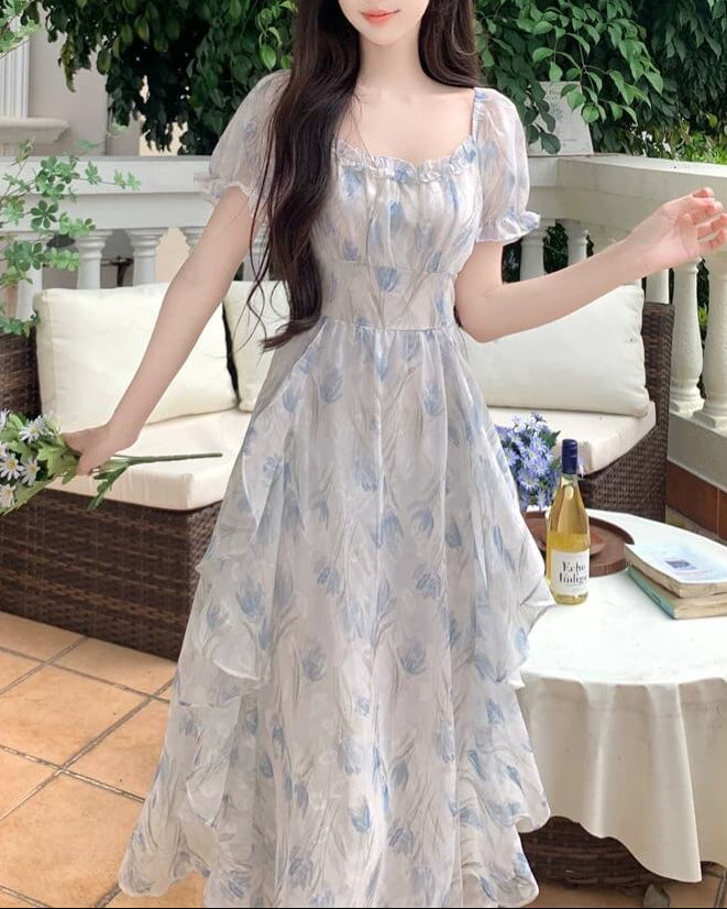 《選べる2カラー》夢咲く庭園のプリンセスワンピース(全2色)