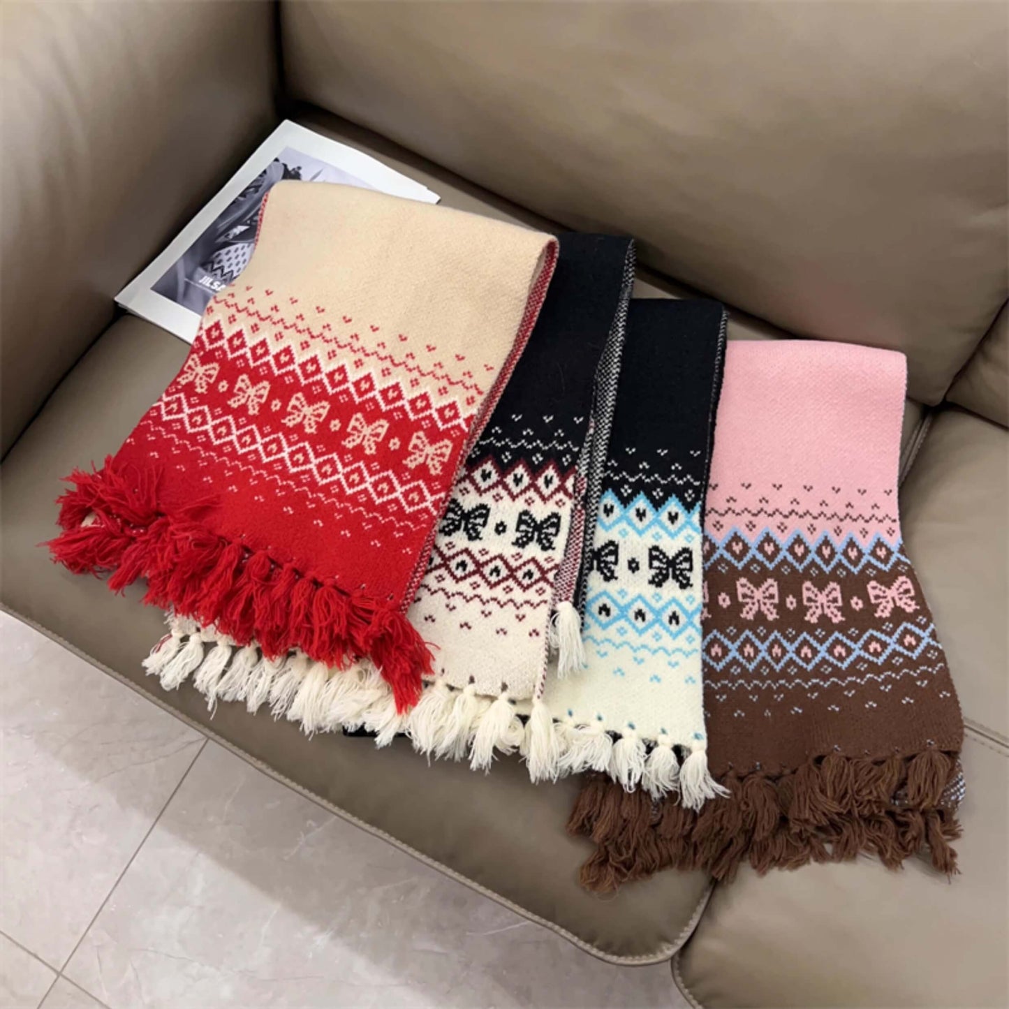 【ぬくもりリボン編み】雪の森で出会うリボンの約束マフラー(全4色)