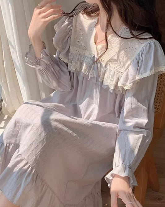 【選べる2タイプ】月明かりのレースと夢語りルームウェア(全2色)