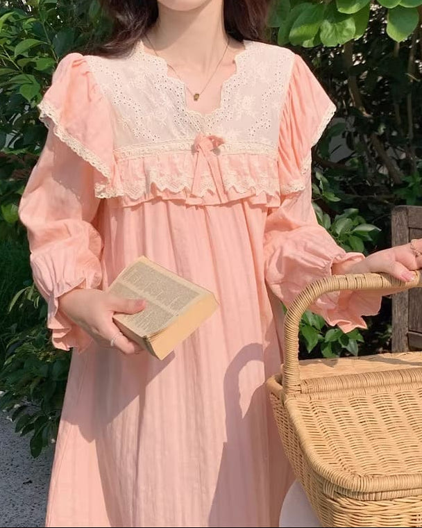 【選べる2タイプ】月明かりのレースと夢語りルームウェア(全2色)