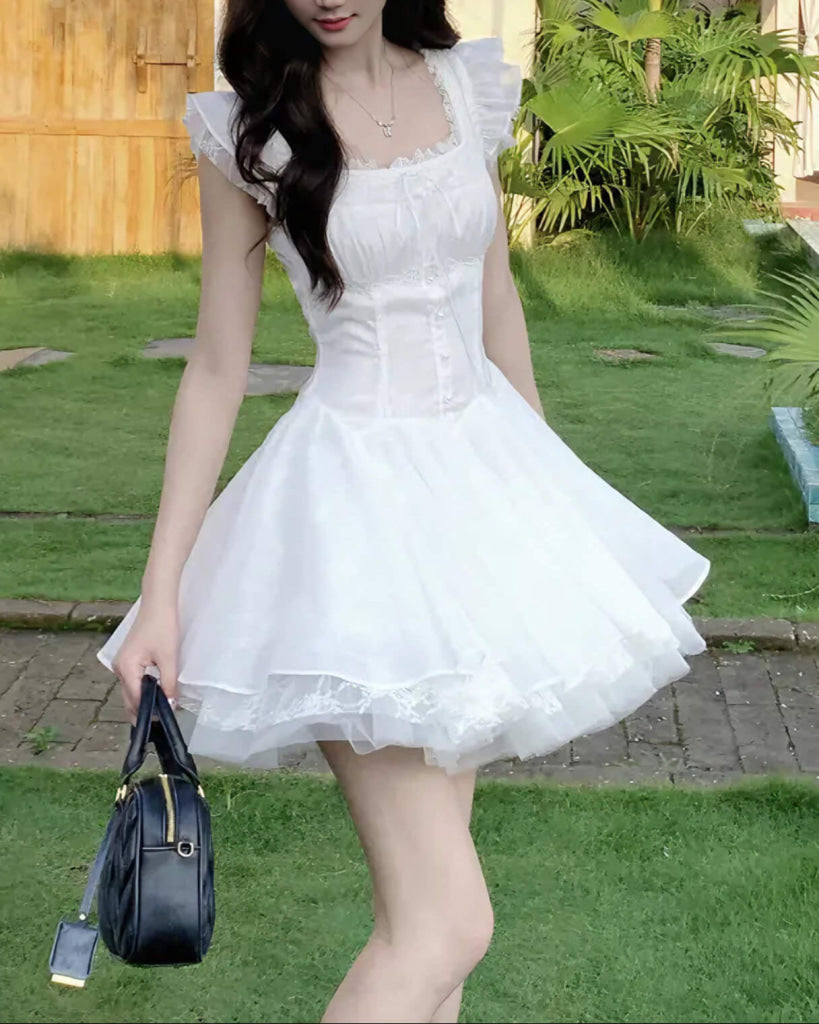 きらめく夢のティアラワンピース(全2色) ホワイト