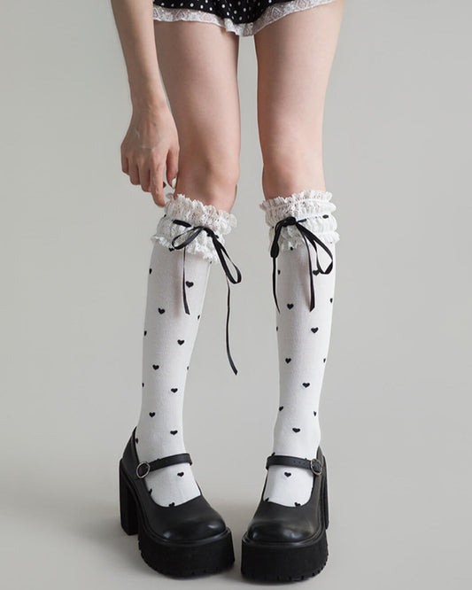 夢に見たハートのお空ソックス(全2色) ホワイト
