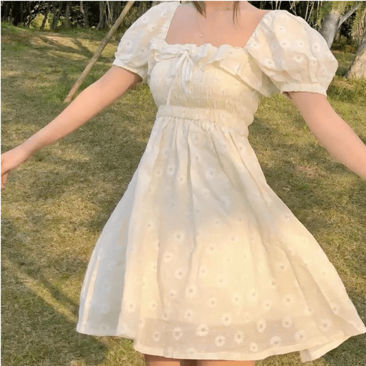 お花畑で黄昏ワンピース