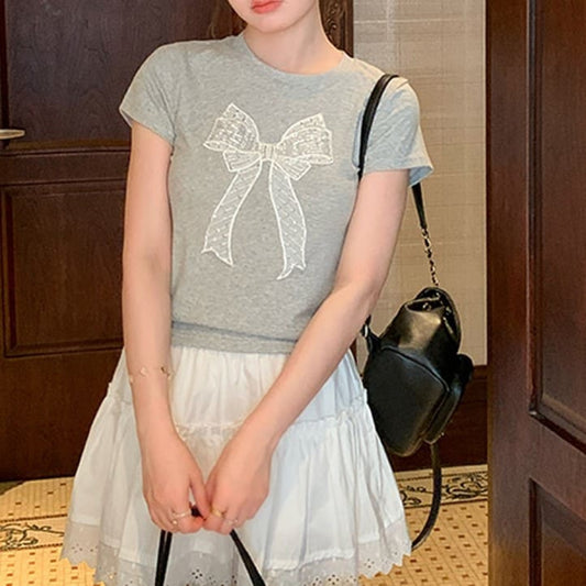 リボンの誓いトップス(全2色) グレー