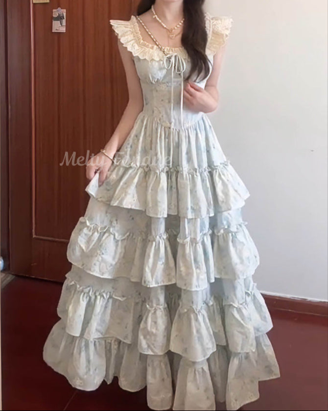 さざ波と踊る花びらワンピース(全2色)