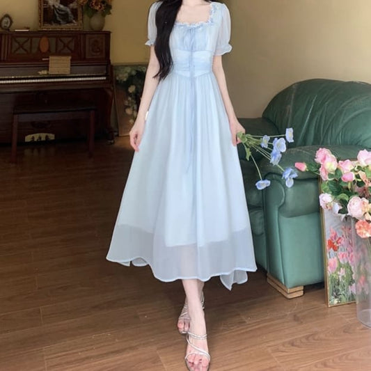 色付く想いのひとひらワンピース(全2色) ライトブルー