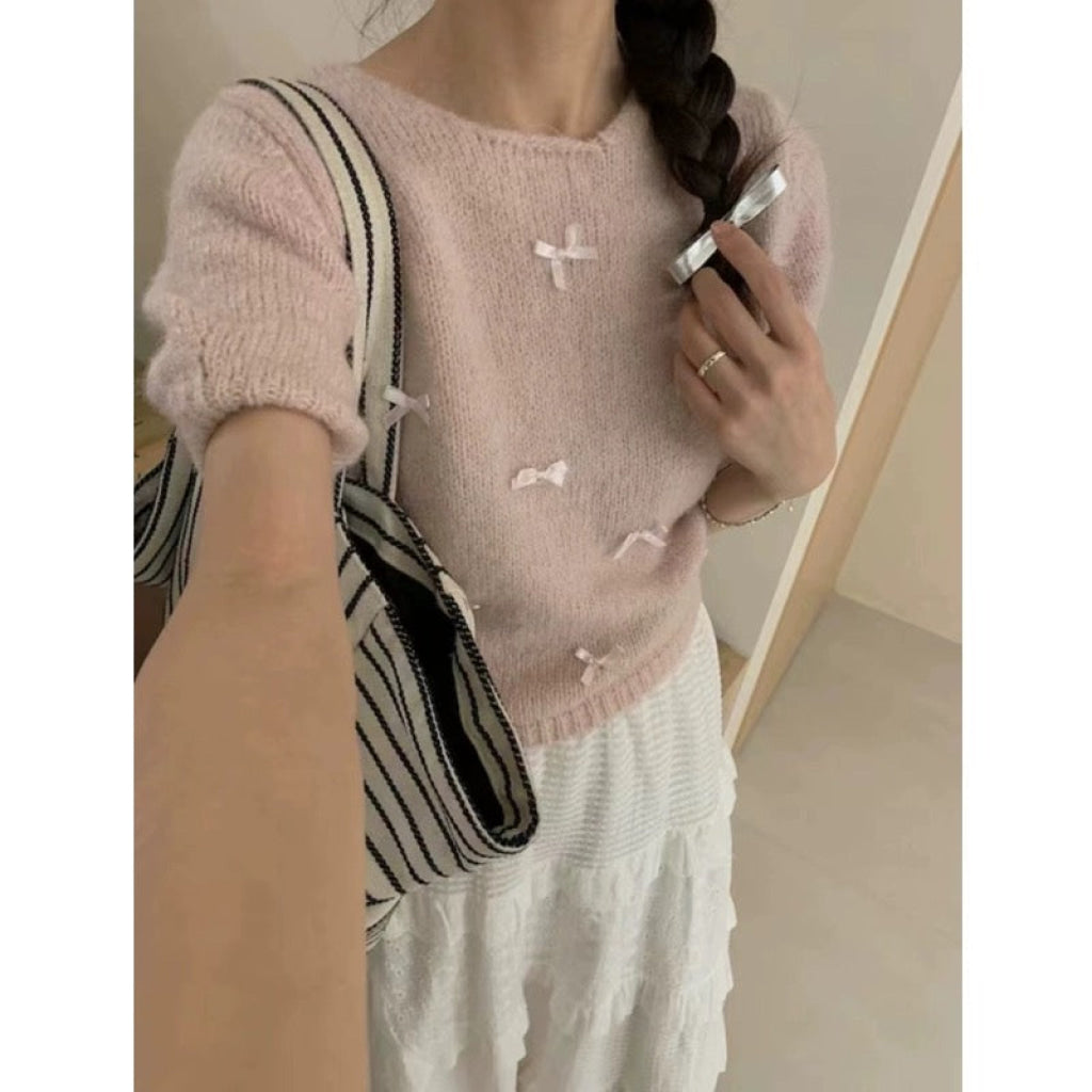 ときめき溢れるリボントップス(全4色) ピンク